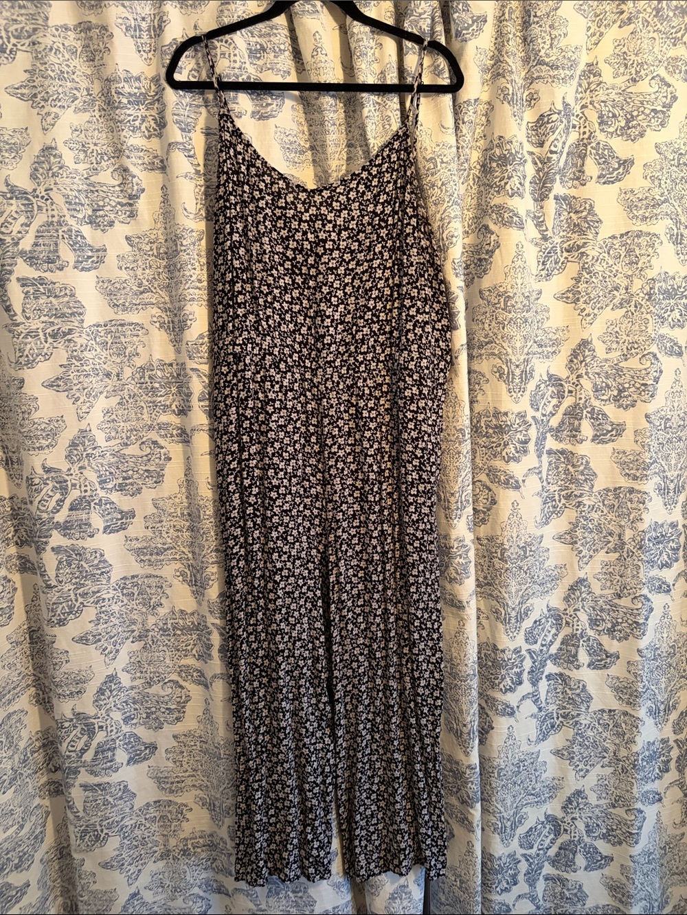 LOFT Black Floral Maxi Dress with Spaghetti Straps